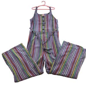 Wonder Nation Girls XL 14-16 Striped Wide Leg Jumpsuit Boho Multicolor Rayon